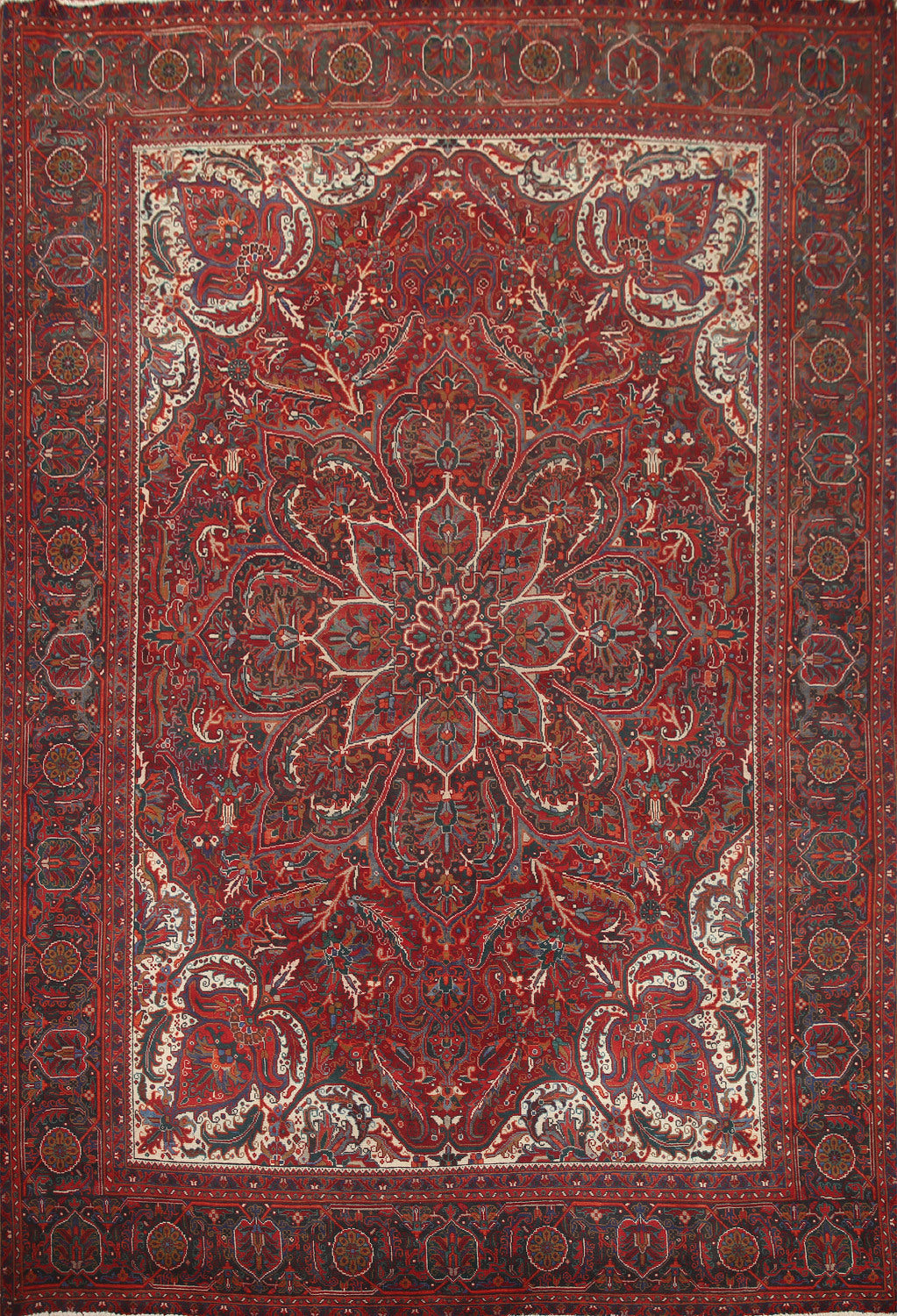 Floral Red Heriz Persian Area Rug 10x13