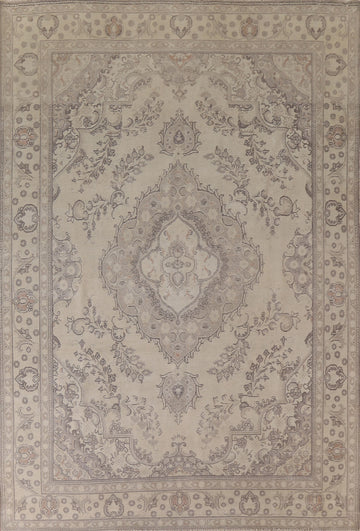Distressed Wool Tabriz Persian Area Rug 10x12