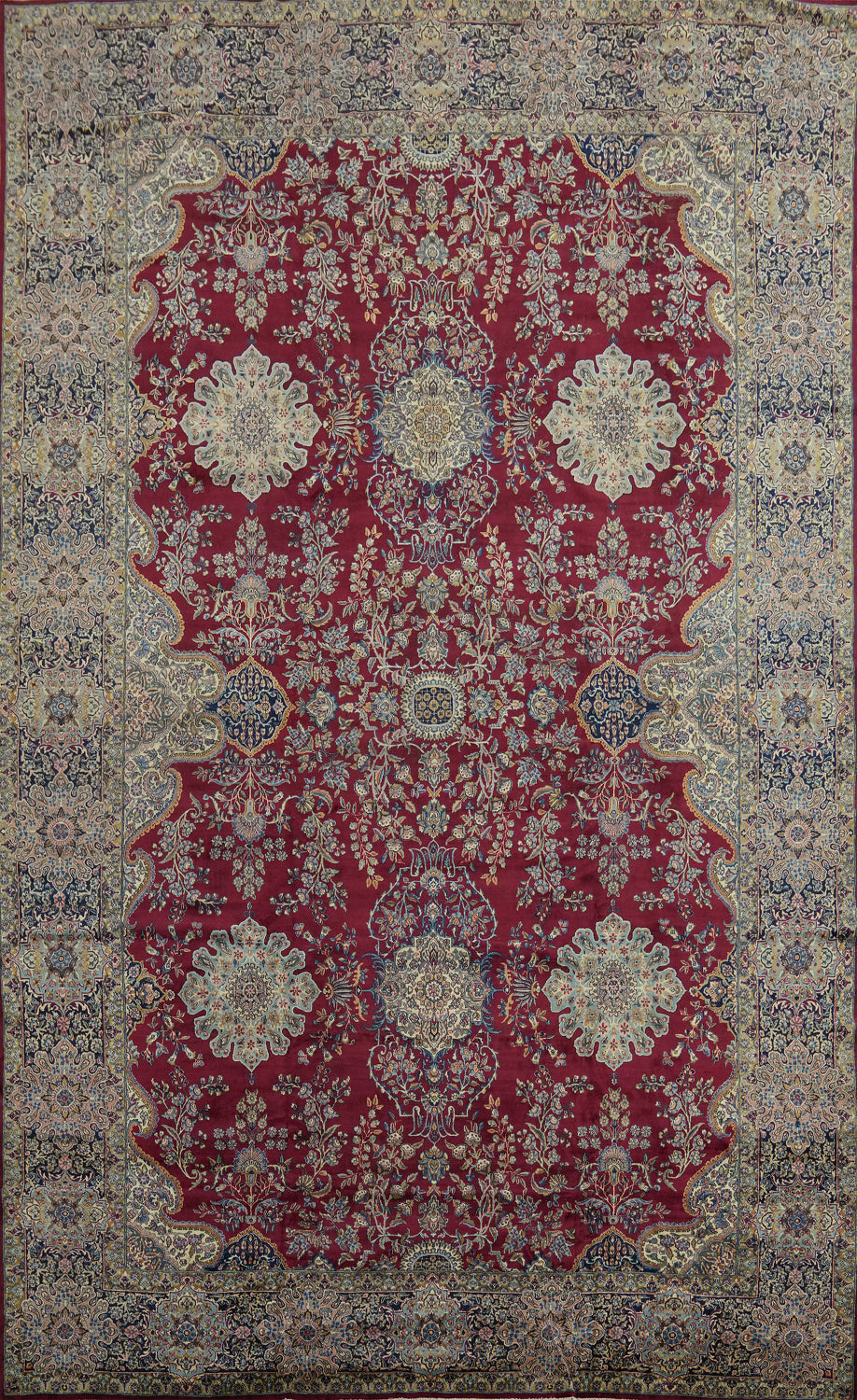 Vegetable Dye Antique Kerman Persian Rug 13x19