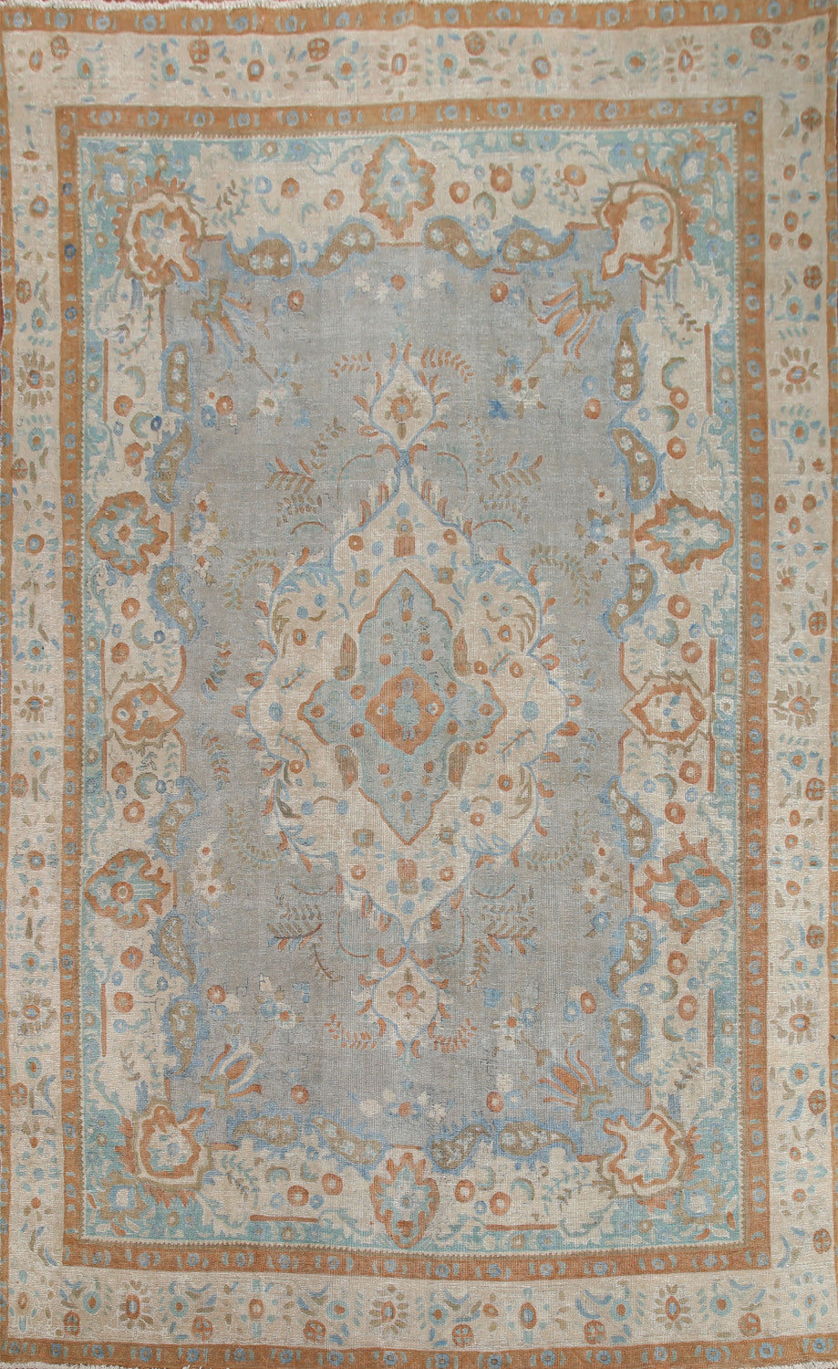 Distressed Gray Tabriz Persian Area Rug 9x13