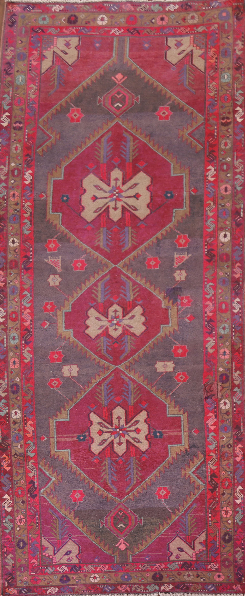 Geometric Wool Ardebil Persian Runner Rug 4x11