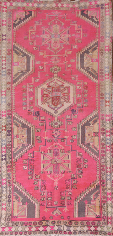 Tribal Fuchsia Ardebil Persian Runner Rug 4x10