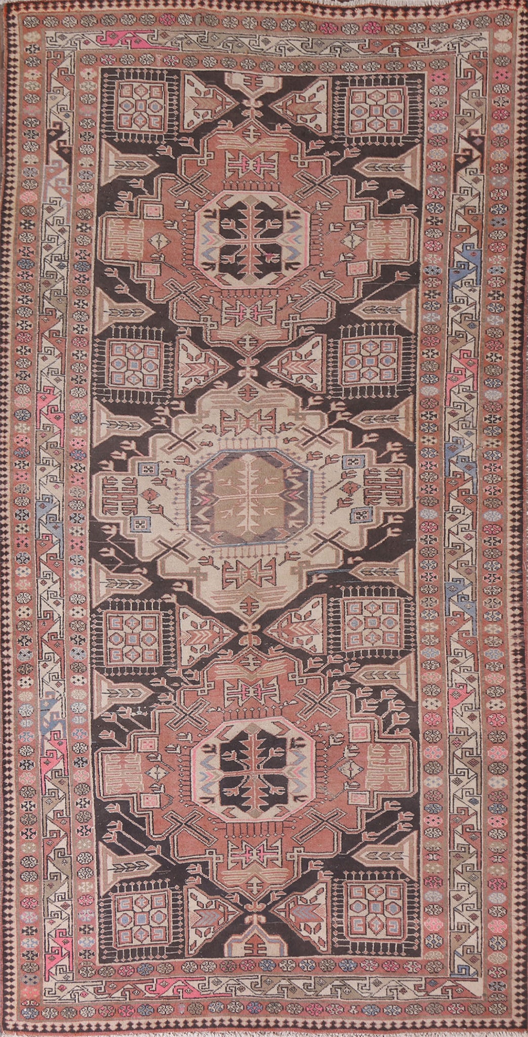Geometric Wool Meshkin Persian Area Rug 5x9