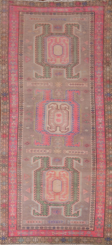 Handmade Wool Meshkin Persian Runner Rug 4x10