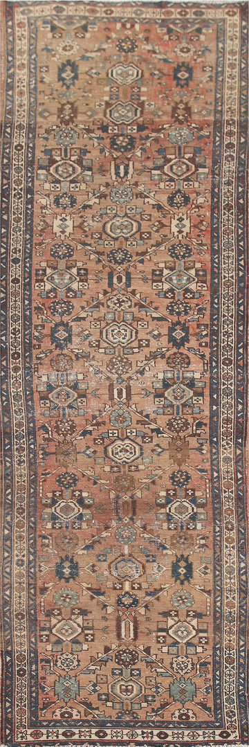 Distressed Tribal Hamedan Persian Runner Rug 3x11