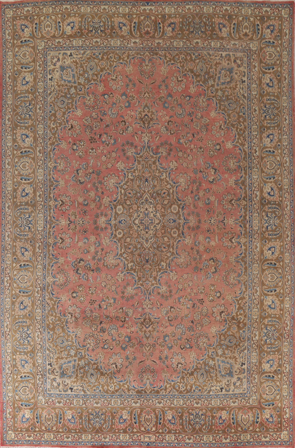 Pink Floral Mashad Persian Area Rug 10x13