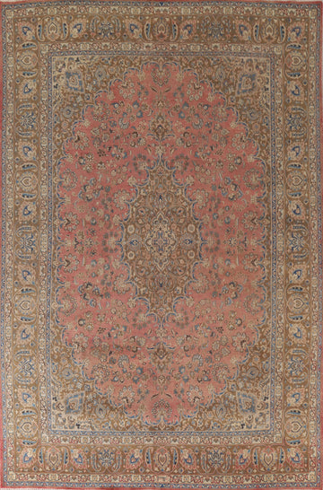 Pink Floral Mashad Persian Area Rug 10x13