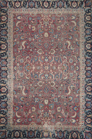 Vintage Floral Mashad Persian Area Rug 9x11