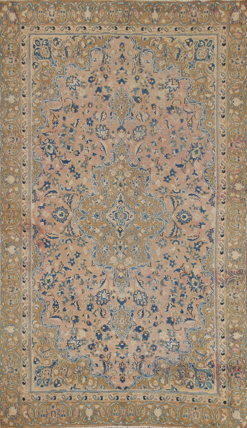Vintage Floral Mashad Persian Area Rug 6x9