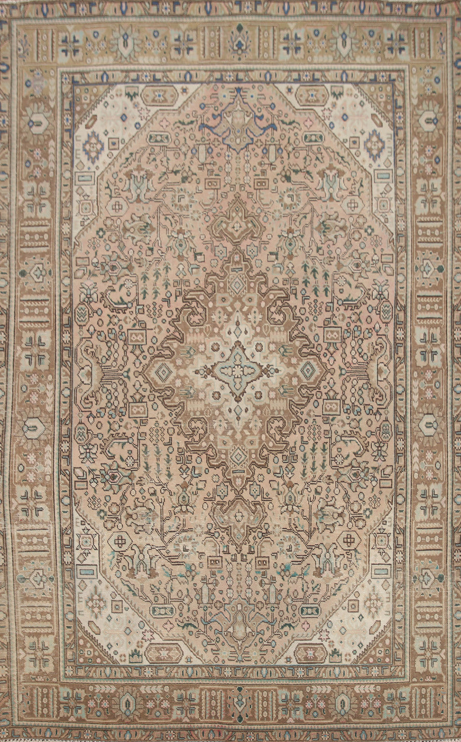 Geometric Wool Tabriz Persian Area Rug 6x9