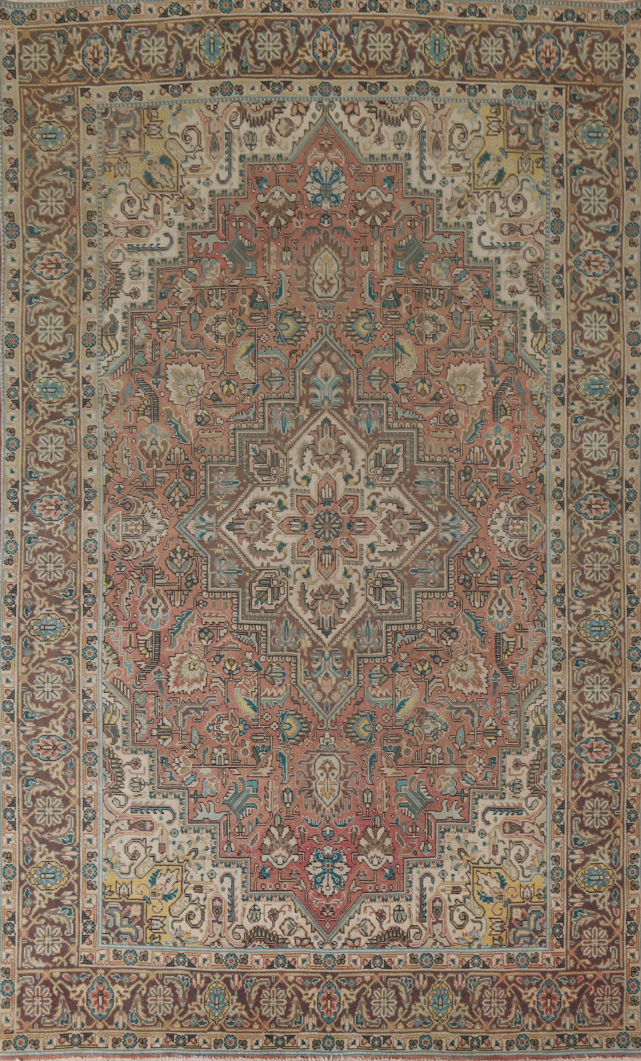 Geometric Pink Tabriz Persian Area Rug 6x10