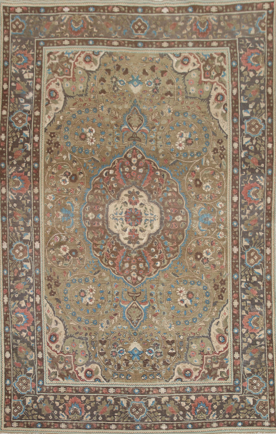 Vintage Wool Tabriz Persian Area Rug 6x9