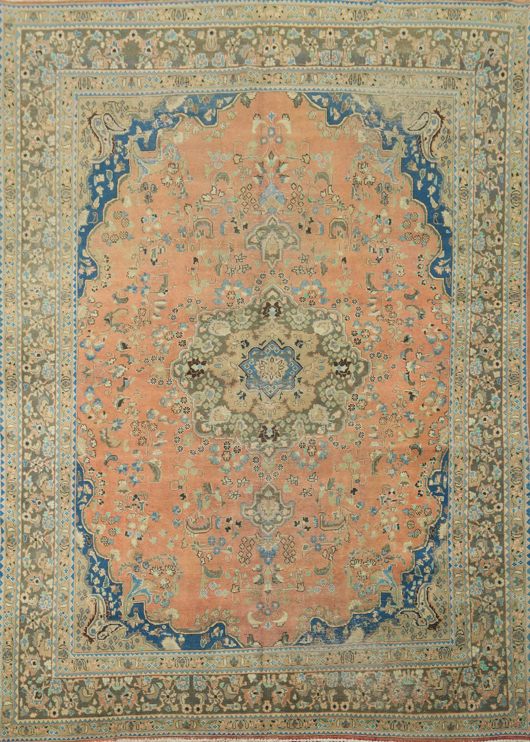 Handmade Floral Mashad Persian Area Rug 10x12