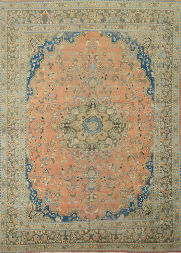 Handmade Floral Mashad Persian Area Rug 10x12