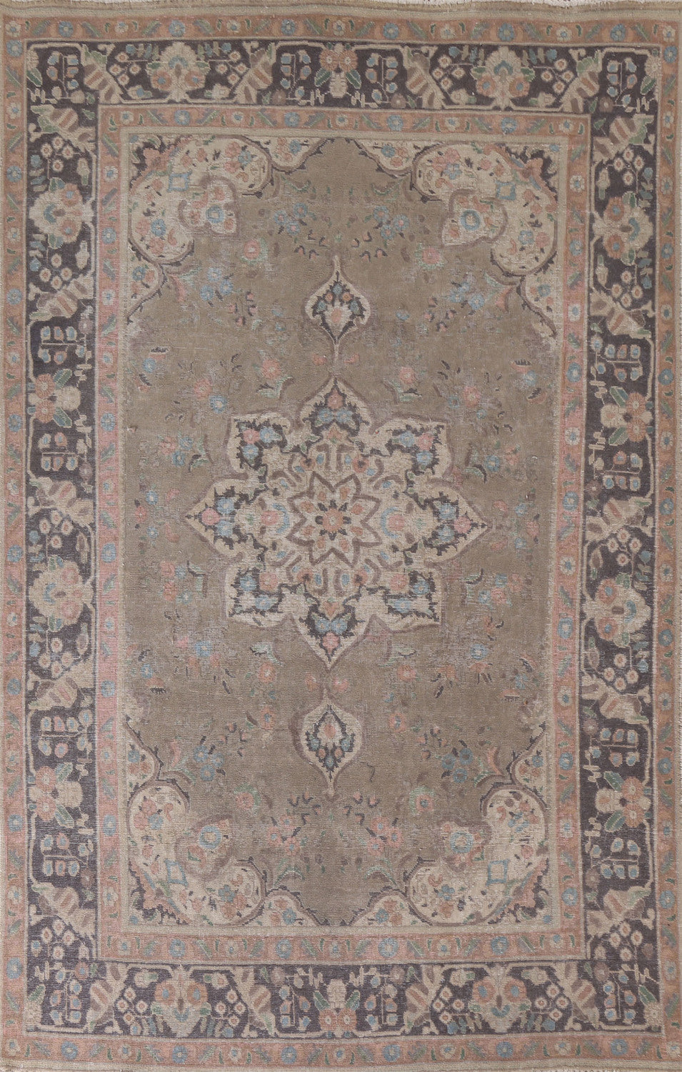 Distressed Wool Tabriz Persian Area Rug 7x10