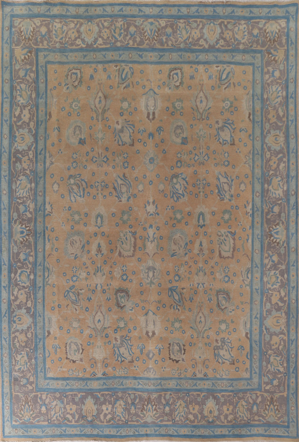All-Over Distressed Tabriz Persian Area Rug 10x13