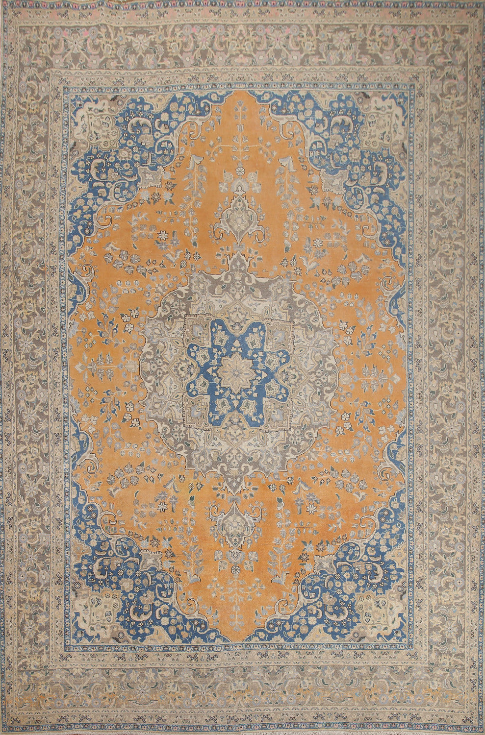 Vintage Floral Mashad Persian Area Rug 9x12