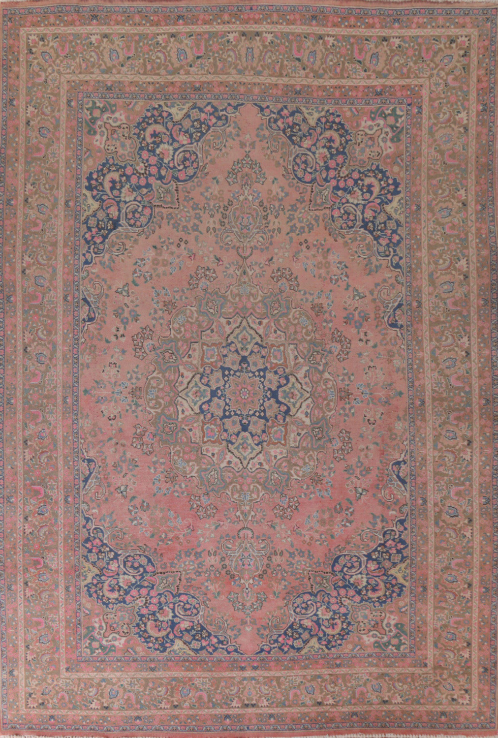 Pink Wool Mashad Persian Area Rug 10x13