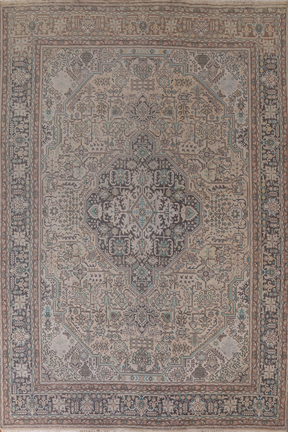 Vintage Geometric Tabriz Persian Area Rug 10x13