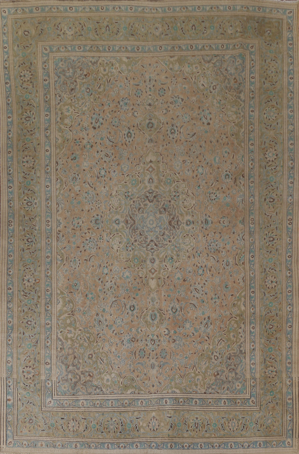Distressed Wool Mashad Persian Area Rug 10x13
