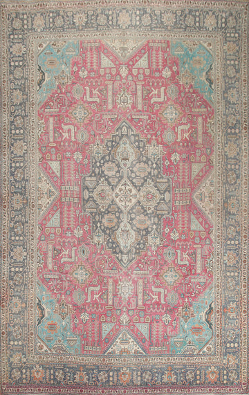 Geometric Wool Tabriz Persian Area Rug 10x13