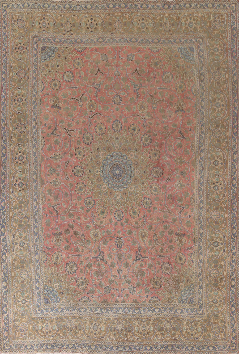 Pink Floral Mashad Persian Area Rug 9x12