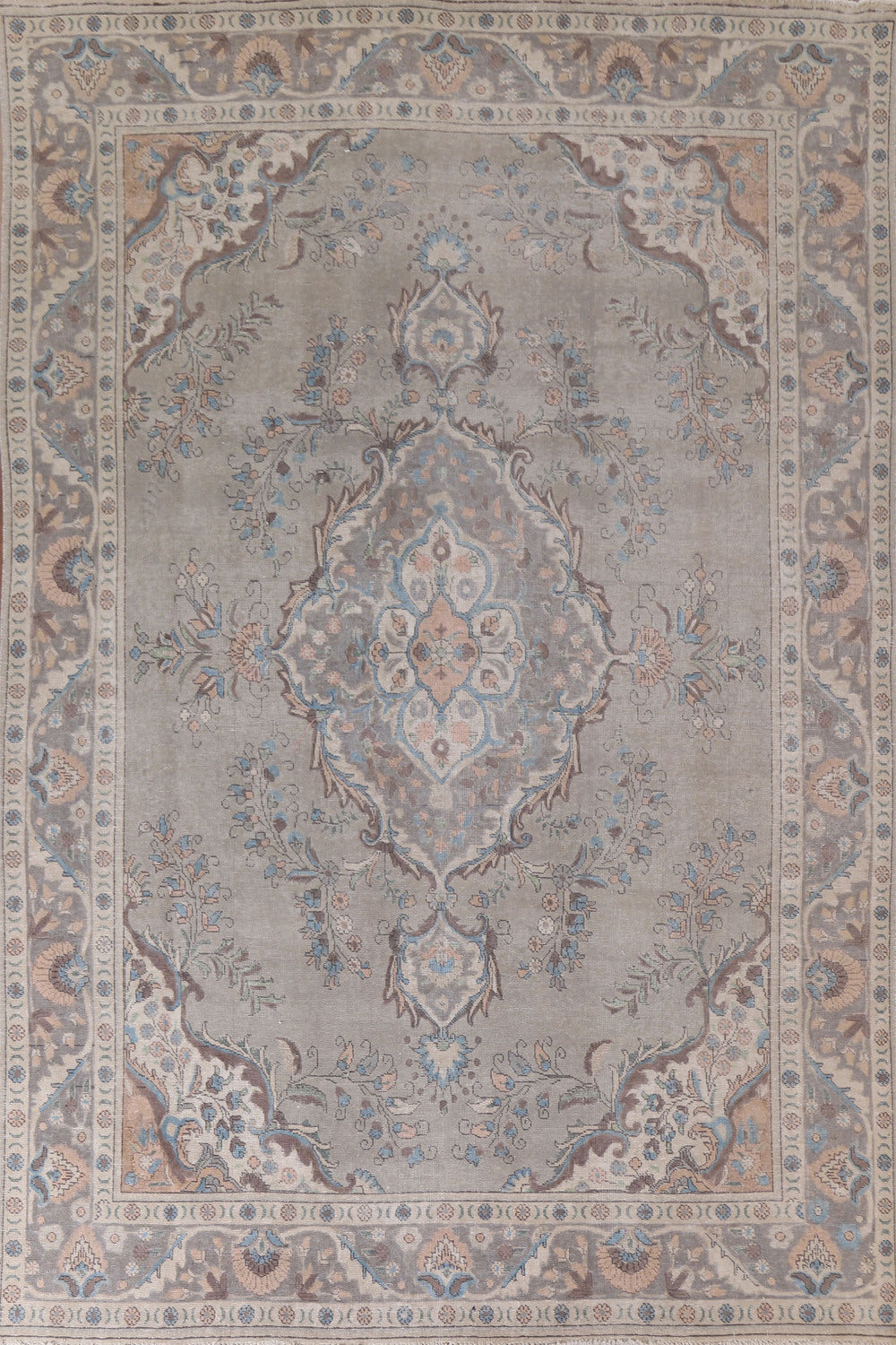 Gray Distressed Tabriz Persian Area Rug 8x11