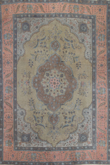 Handmade Green Tabriz Persian Area Rug 9x12