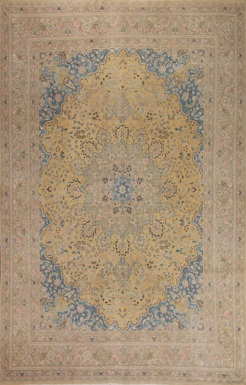 Handmade Floral Mashad Persian Area Rug 10x13
