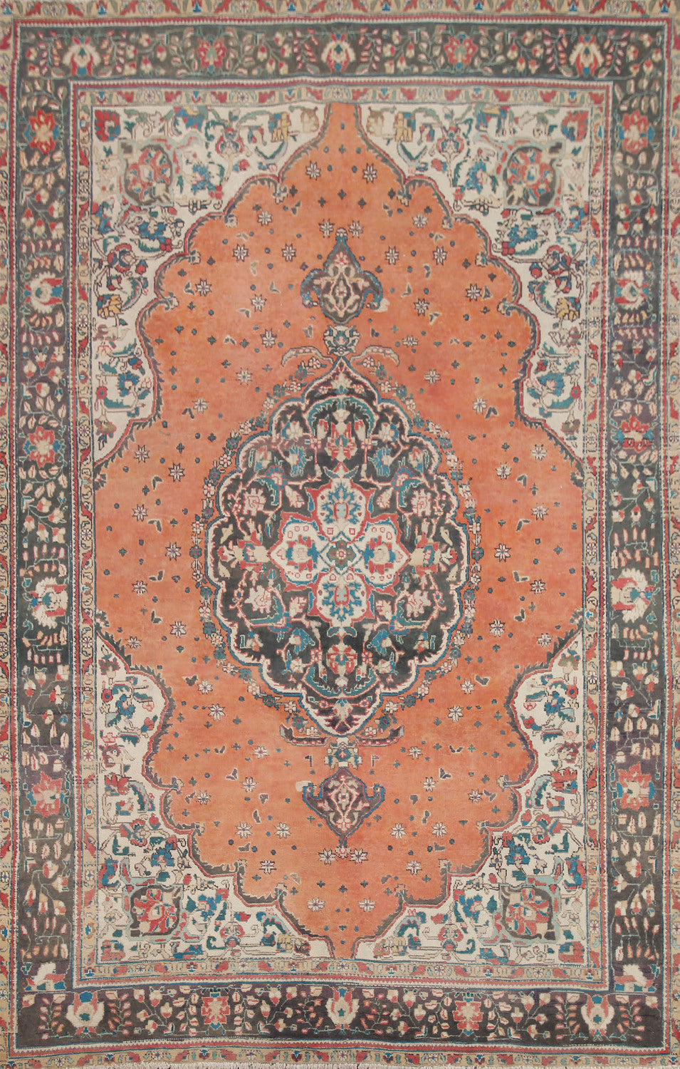 Vintage Wool Tabriz Persian Area Rug 7x9