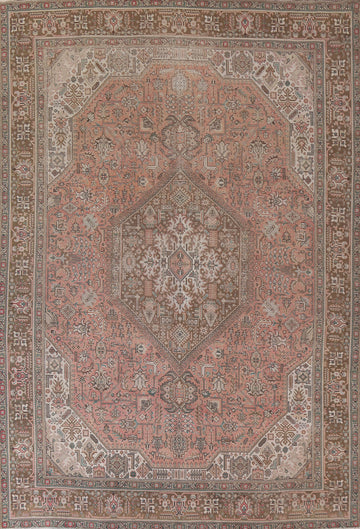 Pink Geometric Tabriz Persian Area Rug 10x12