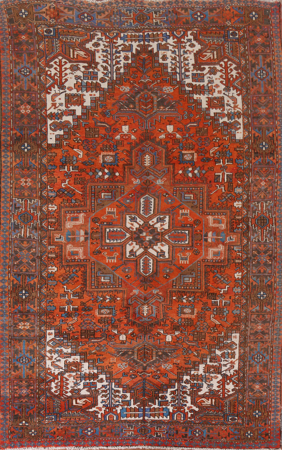 Geometric Wool Heriz Persian Area Rug 8x11