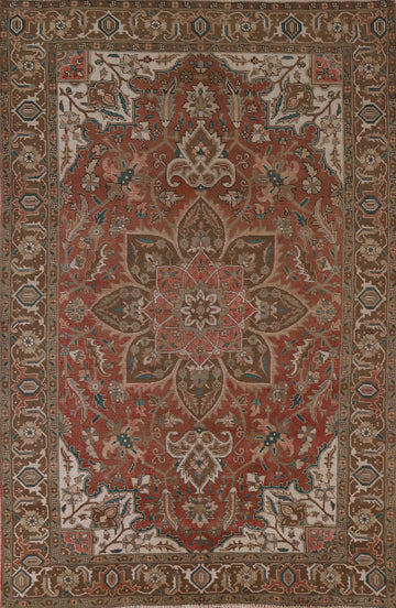 Handmade Wool Heriz Persian Area Rug 6x9