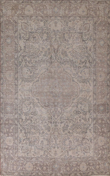 Distressed Wool Tabriz Persian Area Rug 6x9