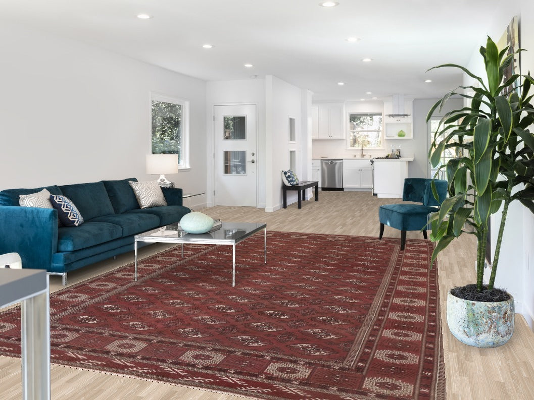 All-Over Wool Bokhara Oriental Area Rug 8x12