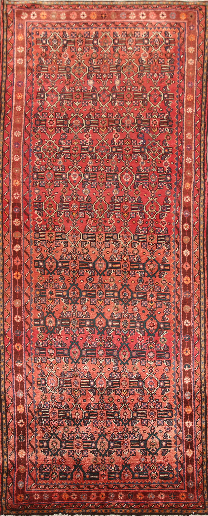 All-Over Wool Mahal Persian Runner Rug 4x10
