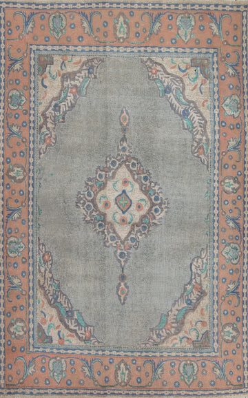 Geometric Wool Tabriz Persian Area Rug 7x10