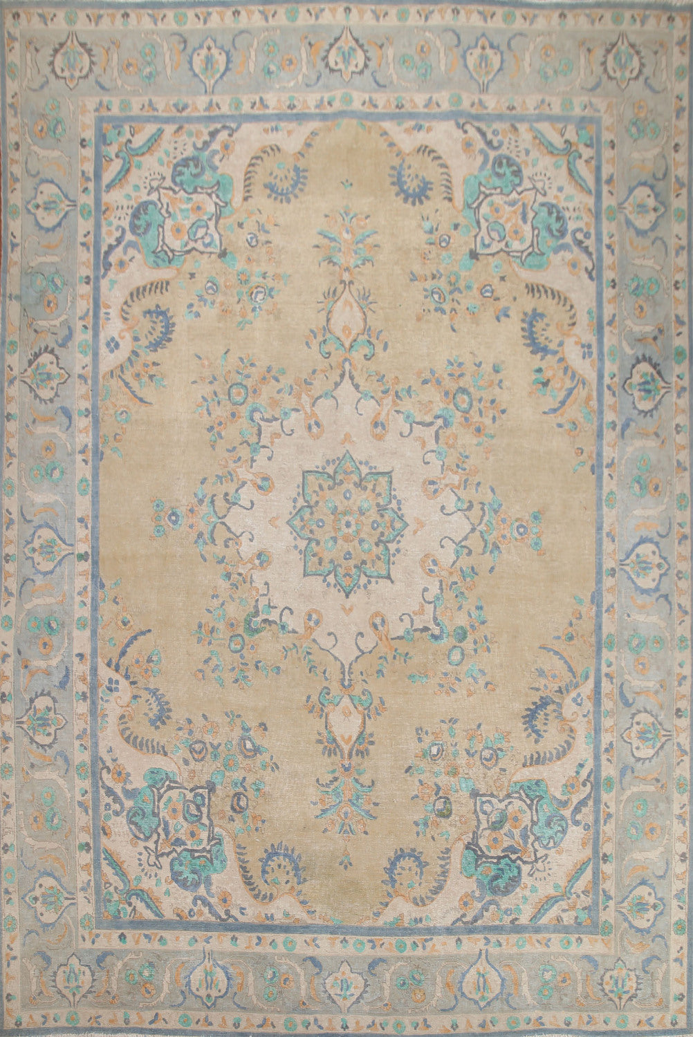 Distressed Wool Tabriz Persian Area Rug 10x13