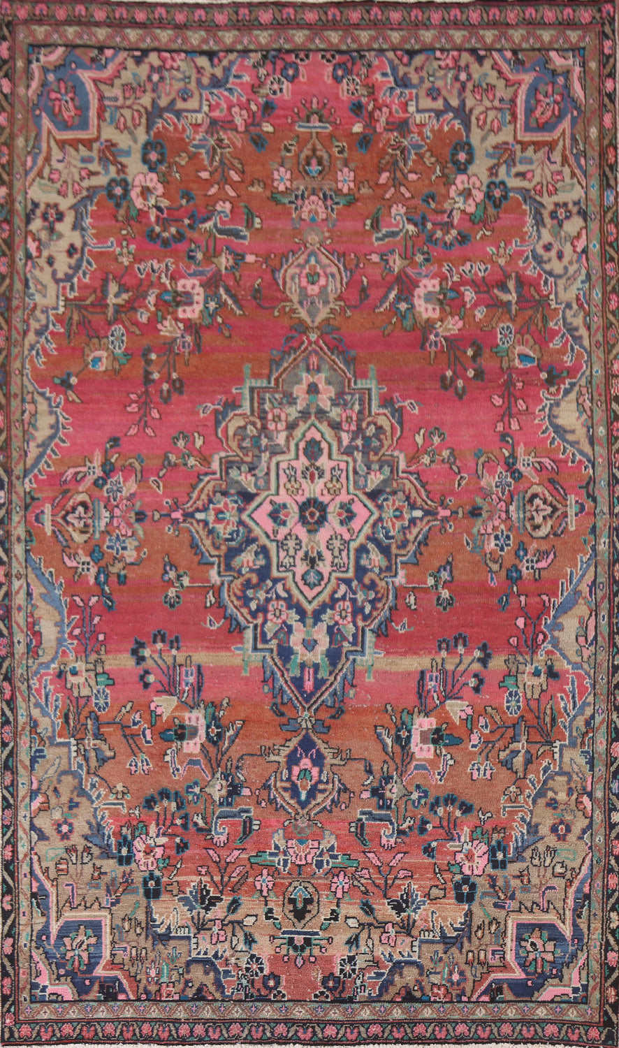 Vintage Wool Hamedan Persian Area Rug 5x9
