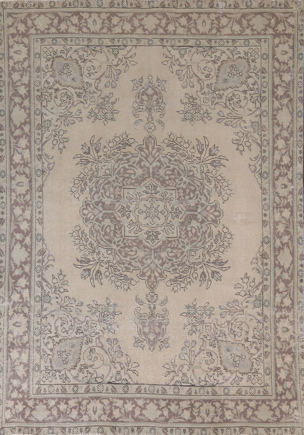 Distressed Wool Tabriz Persian Area Rug 7x9