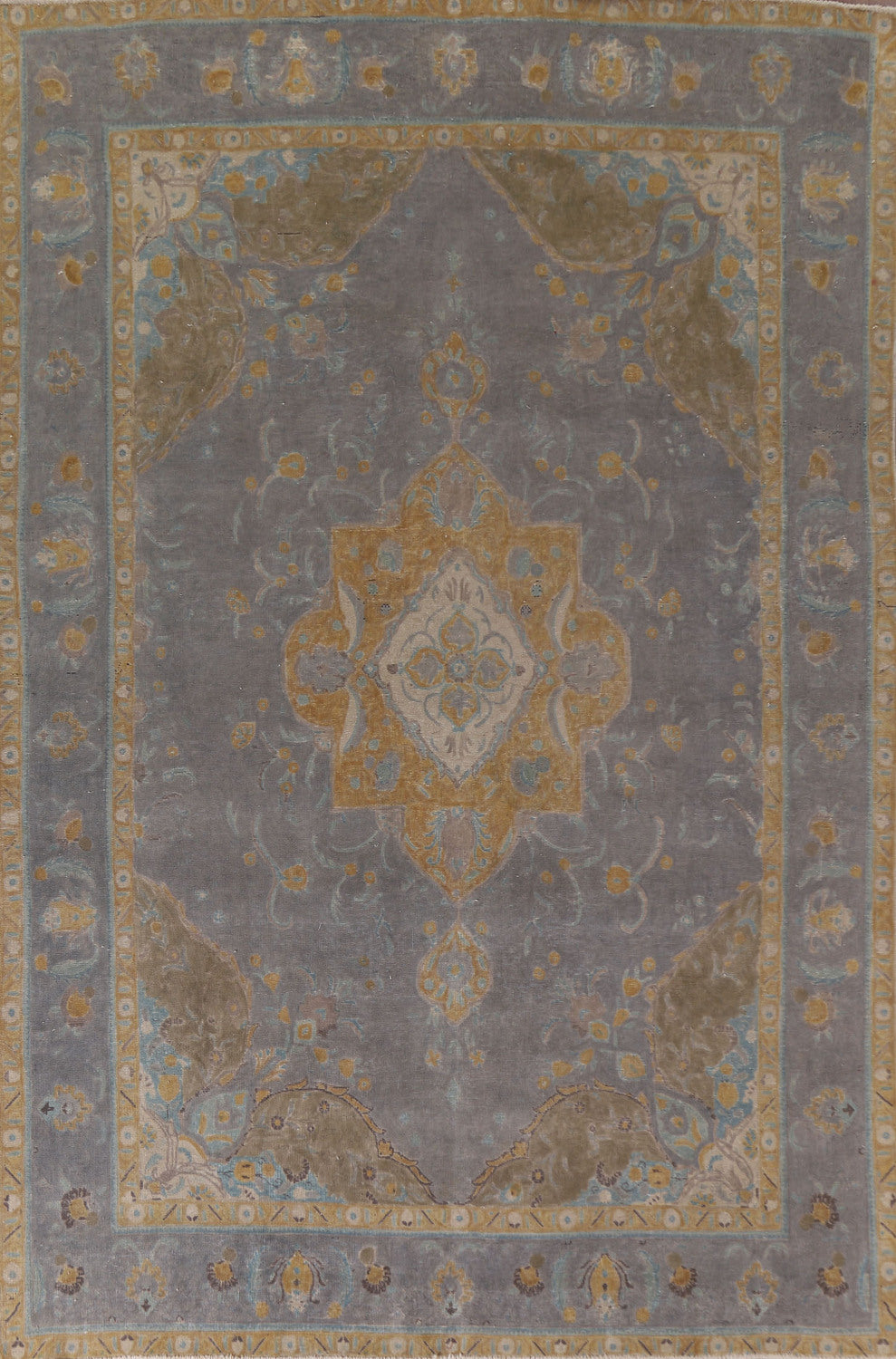 Distressed Over-Dyed Tabriz Persian Area Rug 9x13