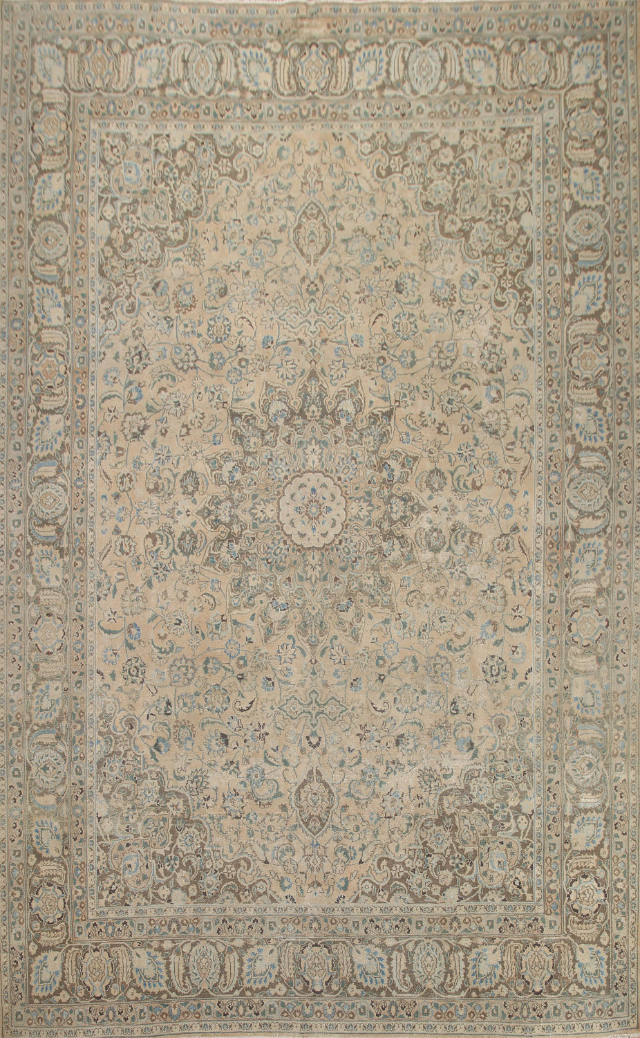 Distressed Wool Mashad Persian Area Rug 10x13