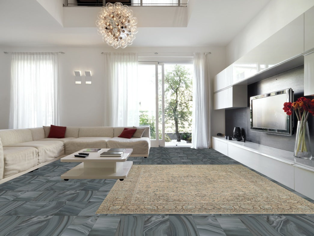 Distressed Wool Mashad Persian Area Rug 10x13