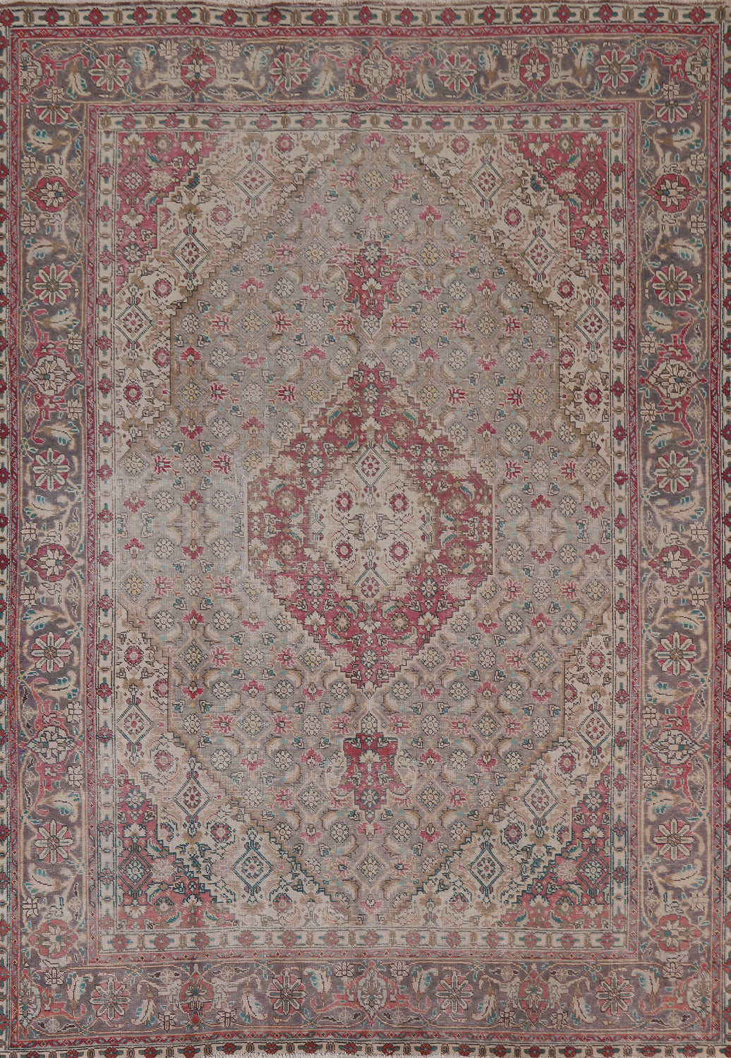 Distressed Geometric Tabriz Persian Area Rug 8x11