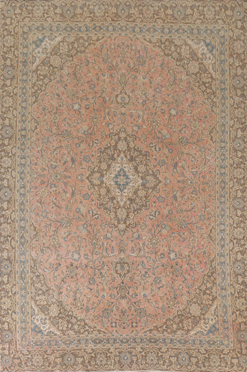 Distressed Pink Mashad Persian Area Rug 8x12
