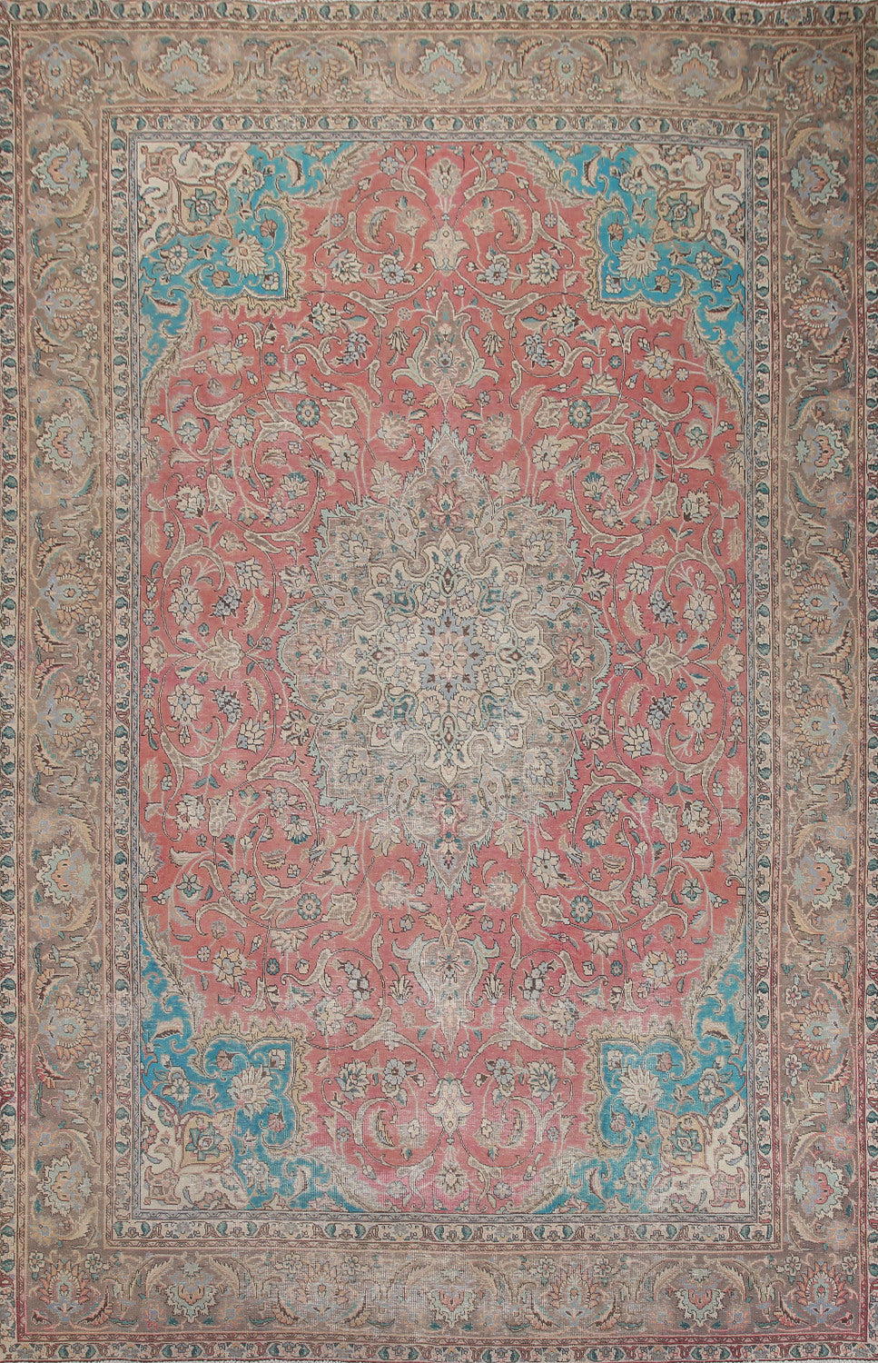Handmade Floral Mashad Persian Area Rug 9x13