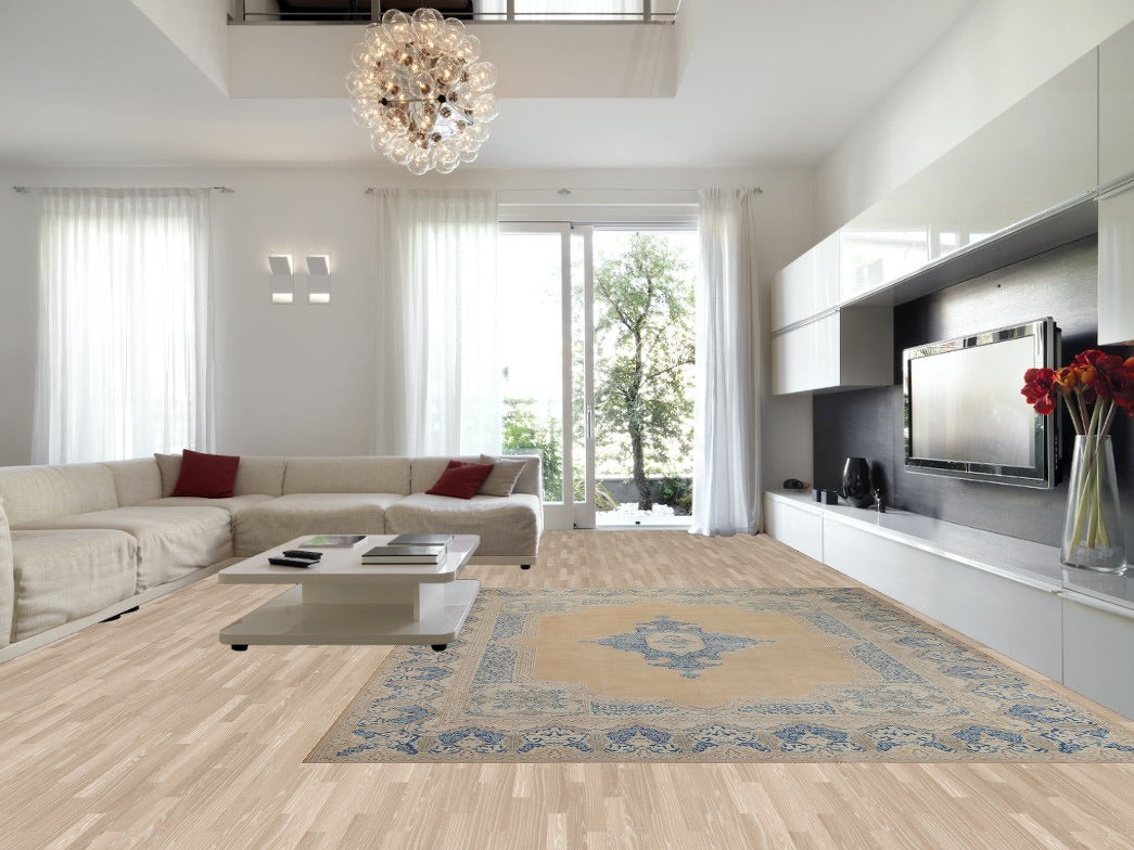 Distressed Wool Kerman Large Persian Rug 10x14