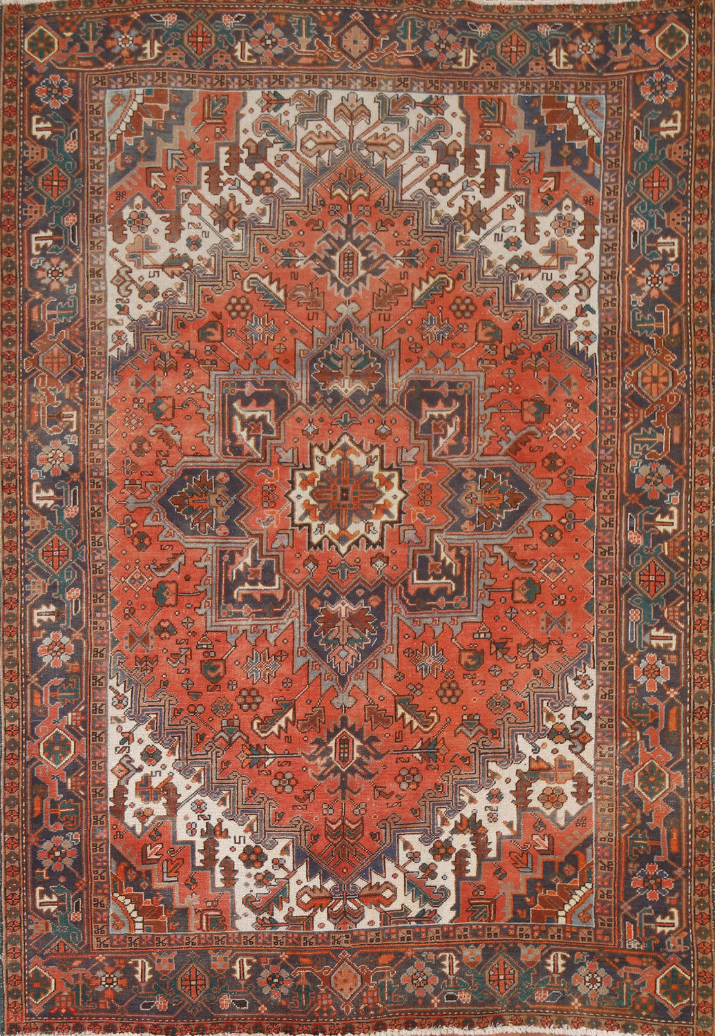 Geometric Heriz Persian Area Rug 7x9