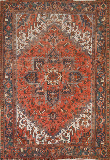 Geometric Heriz Persian Area Rug 7x9