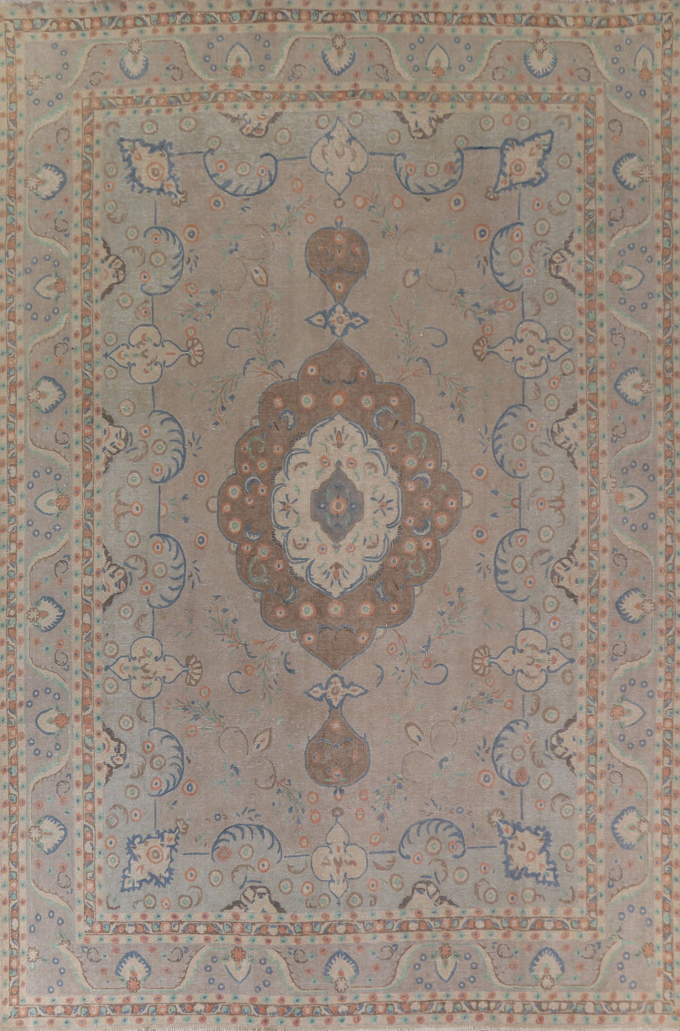 Vintage Floral Tabriz Persian Area Rug 10x13